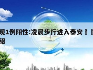 山东现1例阳性:凌晨步行进入泰安㊙️的简单介绍